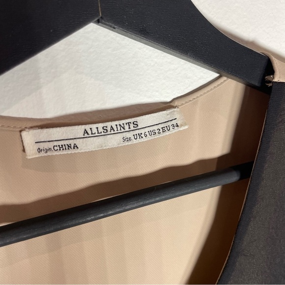 All Saints Black and Cream Asymmetrical Dress - Picture 3 of 5